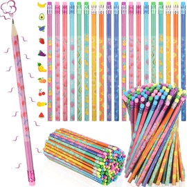 Teling 320 Pcs Scented Pencils with Eraser for Kids Graphite HB Pencils Colored Fruit Pencils Wood Pencils with Fruit Elements for Kids Party Favors Classroom Reward Christmas Stocking Fillers