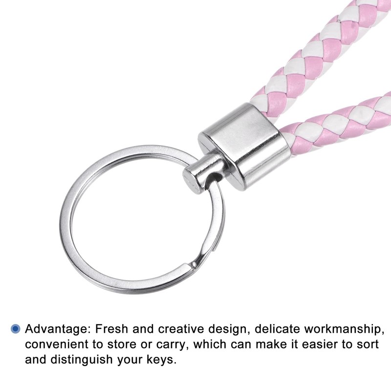 PATIKIL Braided Leather Keychain, 2 Pack PU Key Ring Woven