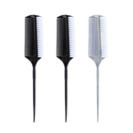 3Pcs Durable Smoothing Brush Hair Dye Sleek Ponytails Hair Brush Plastic Edges Teasing Brush Portable Travel Double Side Ponytails Hair Brush for Salon Hair Slicking