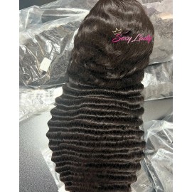 Deep Wave Unprocessed Human Hair Glueless Lace Front Wig Hd Lace Closure Curl Wig for Women Free Part Vietnamese Raw Hair Wigsstyle: Burmese curly, stretched length: 10 inches, Lace Size: hd 5x5