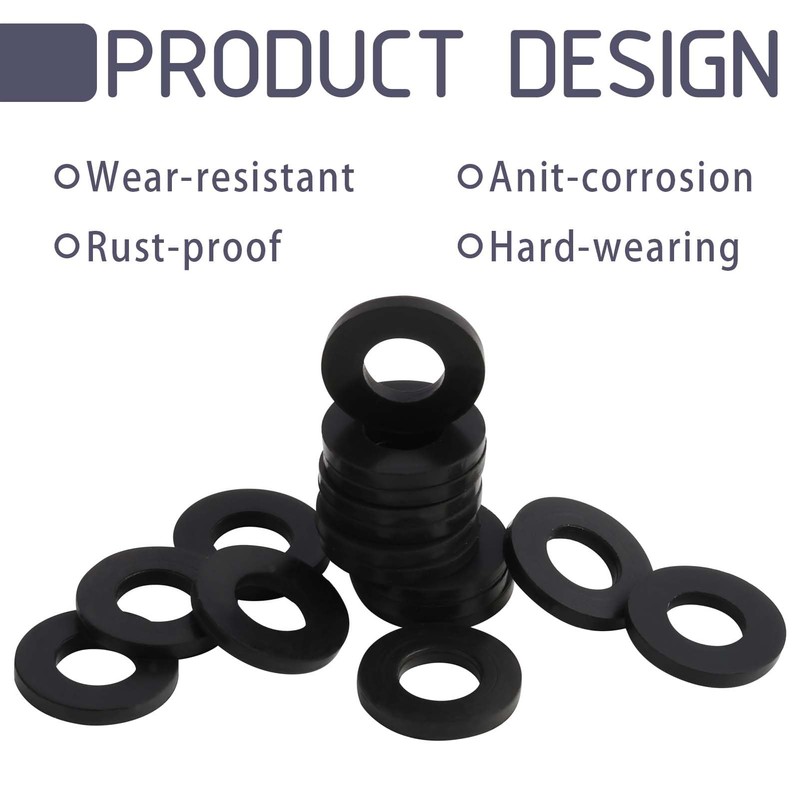 Pack of 50 Washers M6, Plastic Washers, Flat U Washers