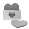 Set of Four Grey Heart Shaped Coasters in White Holder