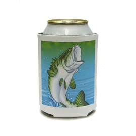 Graphics and More Bass Fish Jumping Out of Water - Fishing Can Cooler - Drink Insulator - Beverage Insulated Holder