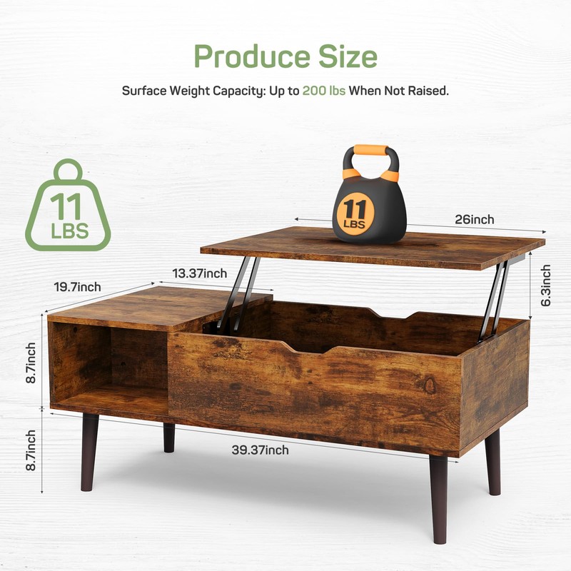 Coffee Table, Lift Top Coffee Tables for Living Room, Small