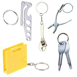 DIY Geschenk für Männer Frauen Bundle mit Multi-Tools, Schlüsselanhänger DIY Geschenkset - Maßband, Wasserwaage, Flachkopf & Kreuzschlitzschraube, Schraubenschlüssel, Zange, Steckschlüssel,