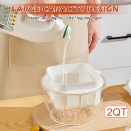 Yogurt Strainer, Greek Yogurt Maker with Fine Mesh Strainer, Greek Yogurt Milk Filter, Food Strainer, Greek Yogurt Strainer for Making Paneer, Soybean Milk, Kefir, Tofu, Cheese (White)