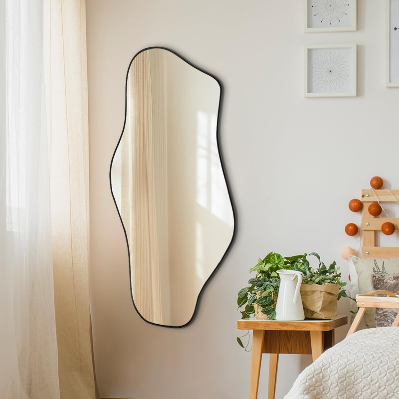 DAOYIJIAJU Irregular Wall Mirror, Asymmetrical Mirrors, 40"x17.7" Modern Bathroom Mirror