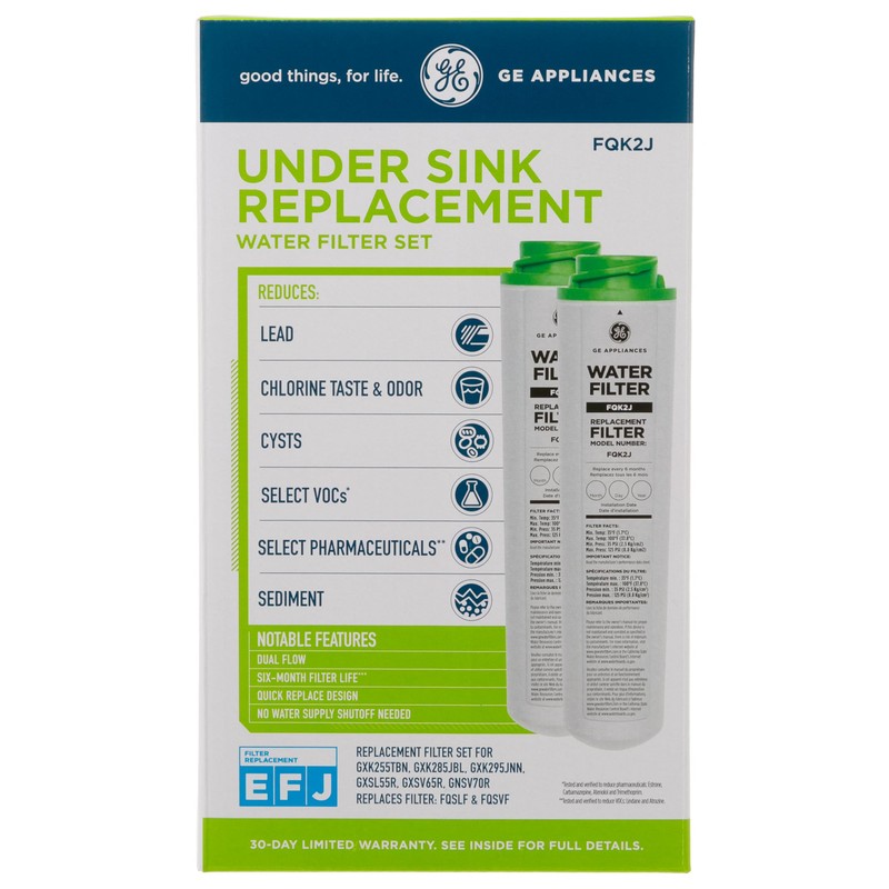 GE Under Sink Water Filter Replacement, Dual Flow, Reduces Sediment,