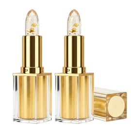 FREEORR Color Changing Lipstick, PH Adjusting Lipstick, Crystal Transferproof Long Lasting Hydration Moisturizing Gold Foil Glossy Shine Lip Balm Without Stripping-2PCS