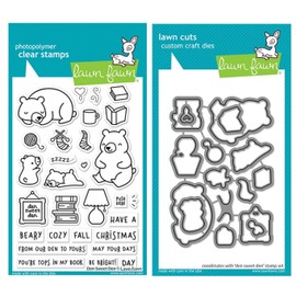 Lawn Fawn Den Sweet Den 4x6 Clear Stamp Set and Coordinating Dies (LF2409, LF2410), Bundle of 2 Items