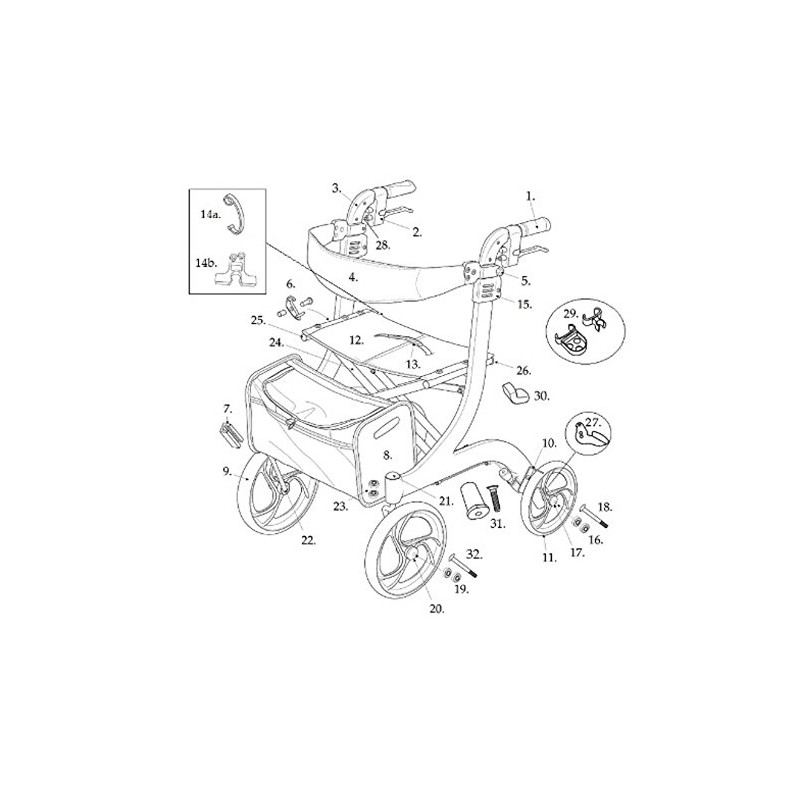 Replacement Parts for Drive Nitro Aluminum Rollator, Tall Height -