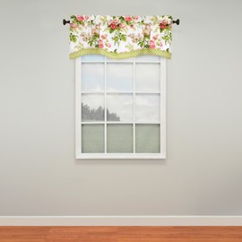 Waverly Emma's Garden Modern Farmhouse Floral Rod Pocket Valance for Windows in Bedroom, Kitchen, or Living Room, 52" x 18", Blossom