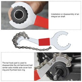 GKZB Bicycle Cassette Removal Tool Bicycle Chain Whip with Crank Puller and Bottom Bracket Remover 5-11 Speed Compatible Chain Whip Crank Chain Axle Disassembly Tool