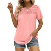 OFEEFAN Spring Tops Womens 2025 Casual Pleated Crewneck T-Shirt Fashion