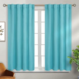 BGment Rod Pocket and Back Tab Blackout Curtains for Bedroom - Thermal Insulated Room Darkening Curtains for Living Room, Set of 2 Panels (38 x 45 Inch, Aqua)