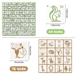 Forhandy Reusable Stencils Templates Flowers & Animal Painting Stencil, Drawing Stencils Painting Stencils Made of Plastic Stencil Stencils for Painting with Paint or Pencil, DIY Scrapbooking