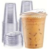 50/100pcs Plastic Cups Disposable Drinking Cups 12oz with Lids Clear
