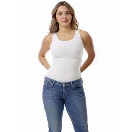 Underworks Women's Ultra Light Cotton Spandex Compression Tank, 2X, White