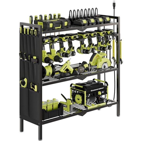 Large Power Tool Organizer Cart with Charging Station 8 Drill