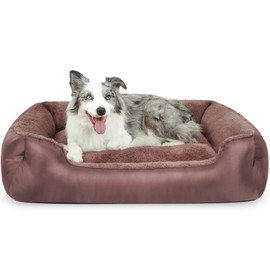Large Dog Bed, Soft Calming Pet Bed Comfort Large Washable Dog Couch with Nonskid Bottom, Breathable, Brown