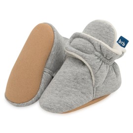 BirdRock Baby Booties - Soft Sole Cotton Bootie for Boys and Girls (Grey, Size 3)