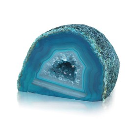 Serafino Genuine Brazilian Agate Geode Healing Crystal Mineral Blue Green Purple Pink Agate Crystals Cristal Stone Gift (Green Teal)