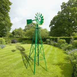 Hypeshops Windmill 8FT Yard Garden Metal Ornamental Wind Mill Weather Resistant Decoration (Green)