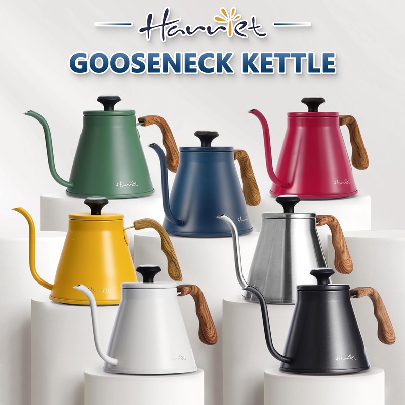 Gooseneck Kettle, Harriet 37oz Pour Over Kettle with Thermometer, Coffee