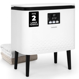 SereneLife Rectangular Towel Warmer Bucket – 20L Large Capacity Hot Towel Warmer for Bathroom, Stainless Steel Tub, One-Touch Operation, Auto Shut-Off, Fits 2 Towels or Blanket, Black