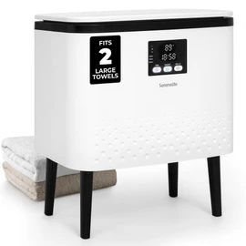 SereneLife Rectangular Towel Warmer Bucket – 20L Large Capacity Hot Towel Warmer for Bathroom, Stainless Steel Tub, One-Touch Operation, Auto Shut-Off, Fits 2 Towels or Blanket, Black