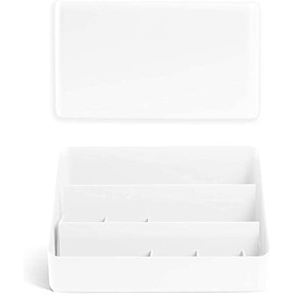 Poppin Wall and Desk Organizer Set - White, Includes Desk Pocket and Large Desk Organizer, Desk Organizer Features Three Compartments and Sliding Fin Dividers, Strips, Screws and Magnets Included