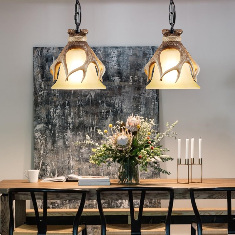 HUITICO Rustic Pendant Lighting for Kitchen Island Dining Room Sink