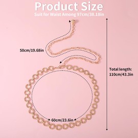 Molain Metal Waist Chain for Women, Adjustable Body Link Belt, Metal Chain Belt, Women's Alloy Waist Chain Waist Belt for Denim Dresses, gold