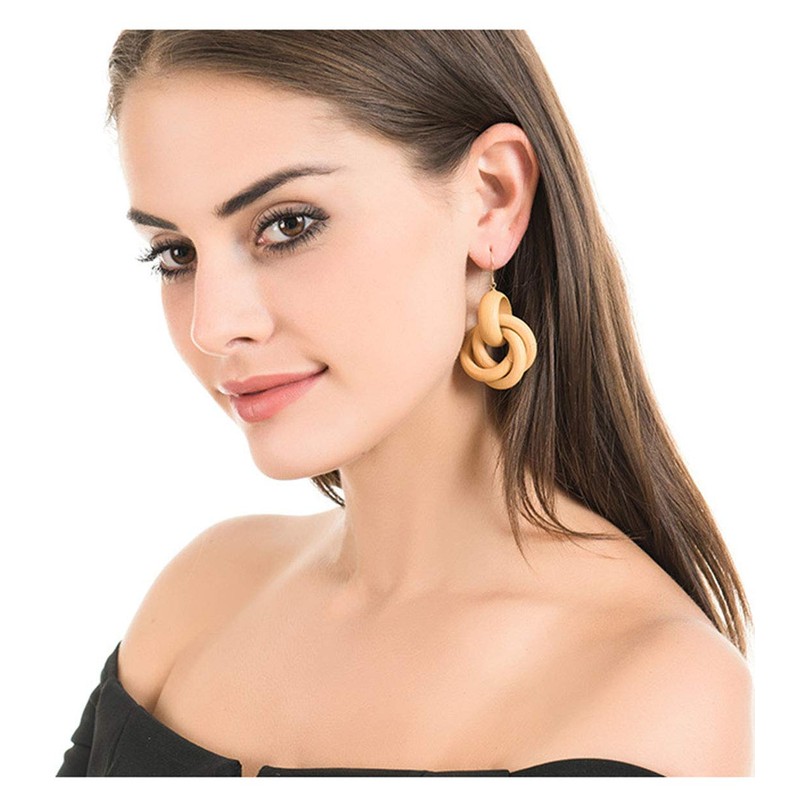 Wooden Earrings for Women Big Statement Circle Beautiful Hoop Earrings