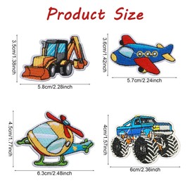 Iron on Patches Kids, 24 Pcs Embroidered Iron on Patches for Boys & Girls Jeans, Jackets, Backpacks, Clothes, DIY Craft, Back-to-School Essentials with Vehicles Theme (Vibrant Color)