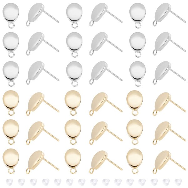 DICOSMETIC 40 Pieces 2 Colours Oval Stud Earrings Accessories Stainless
