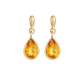 Elli Elli Premium Earrings Women's Drop Earrings Elegant with Citrine in 925 Sterling Silver Gold-Plated, Sterling Silver, Citrine