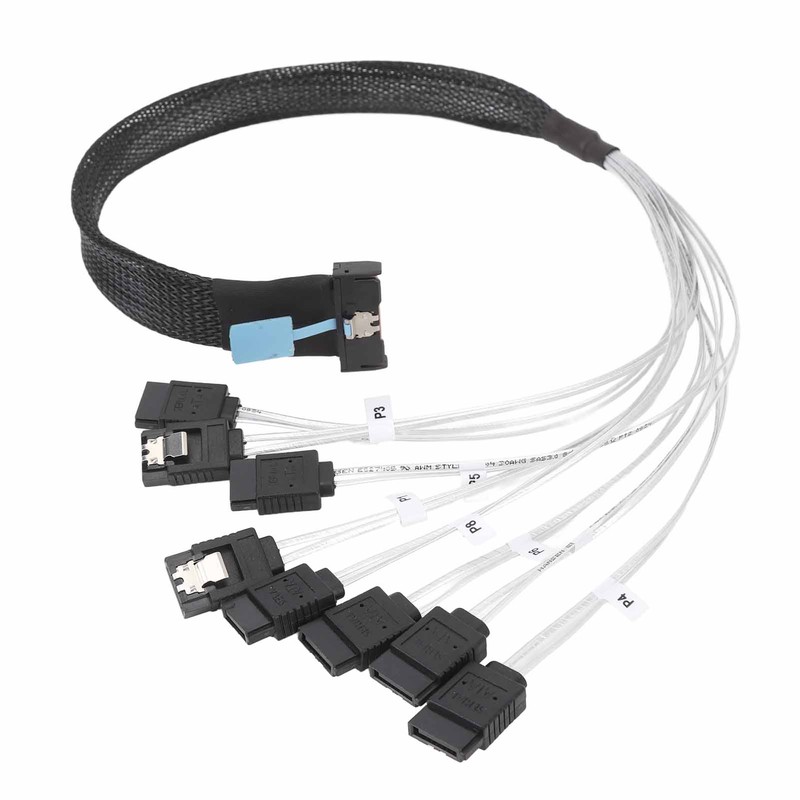MCIO 8i to 8xSATA3.0 Cable 19.7 Inch Silver Plated OFC