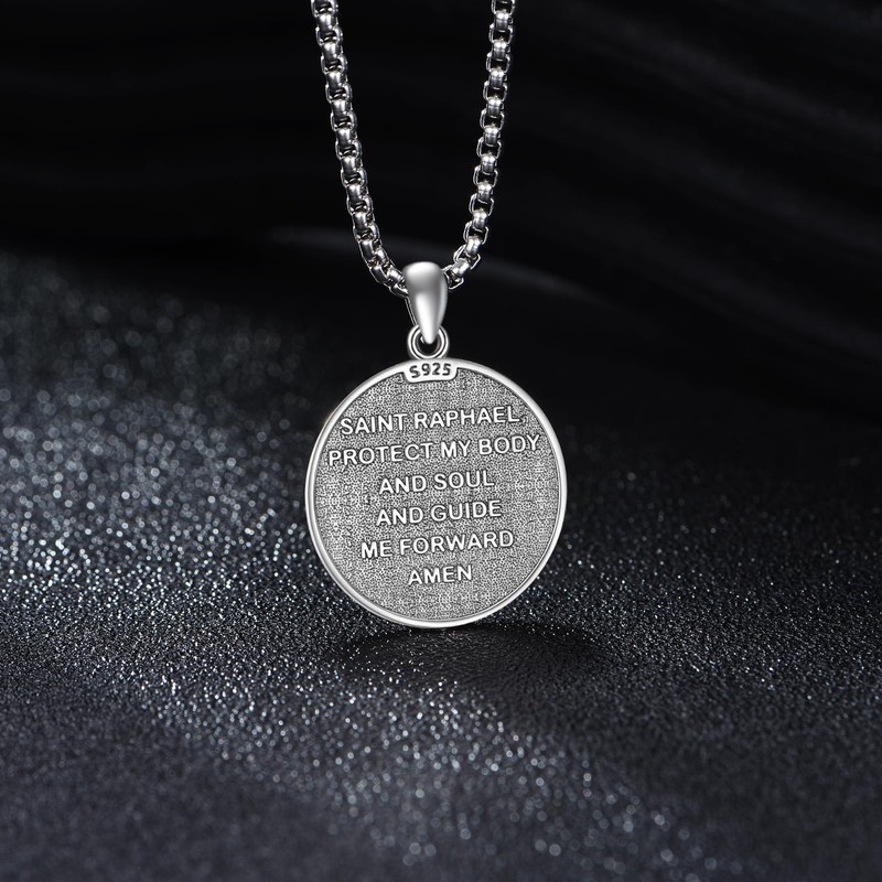 Saint Raphael Necklace 925 Sterling Silver St Raphael Pendant Patronus