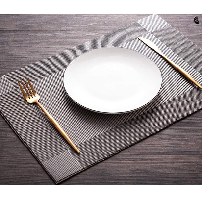 BECHEN Grey Placemats with Coasters Set of 6, Vinyl Heat-Resistant