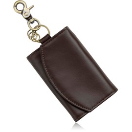 Tomjen Men's Key Case, Genuine Leather, Wallet Integrated Key Case, Made of Soft Luxury Nappa Leather, Coin Purse, Card Case, Bill Holder, Smart Key, Wallet, Key Holder, Women's, dark brown