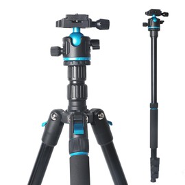 JAFUQAW Camera Tripod,68" / 174cm Lightweight Travel Tripod & Monopod with 360°Ball Head Payload 33lbs,Adjustable Height from 17" to 68" Professional Tripod for DSLR Camera Shooting