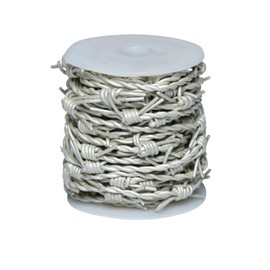 Artificial Barbed Wire Ribbon Trim Real Leather Cord for Party Home Decoration, Gift Boxes, DIY Crafts - 33 Feet Spool by Cords Essentials (Pearl)