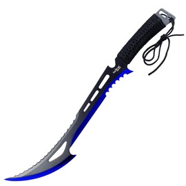 26" Fantasy Tactical Machete with 3 Fixed Blade Knives Set. 440 Stainless Steel Blade. for Collection, Gift and Outdoor Sport Activitve (Blue)