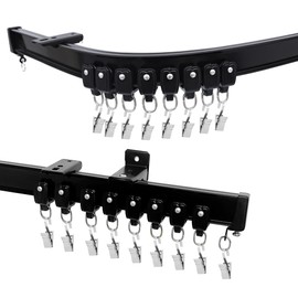 Cbsroro Flexible Ceiling Curtain Track, Bendable Room Divider Curtain Tracks with Clips for Ceiling Mount, Heavy Duty Curtains Rails for Wall Bedroom Hospital Shower Privacy RV, Aluminum, Black, 21 FT