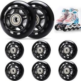 TOBWOLF - Paquete de 8 ruedas de 64 mm/70 mm/76 mm, 82A/84A en línea con rodamiento ABEC-7, ruedas de patinaje para interiores y exteriores, ruedas de patinaje de rodillos, ruedas de equipaje, ruedas de entrenamiento para scooters