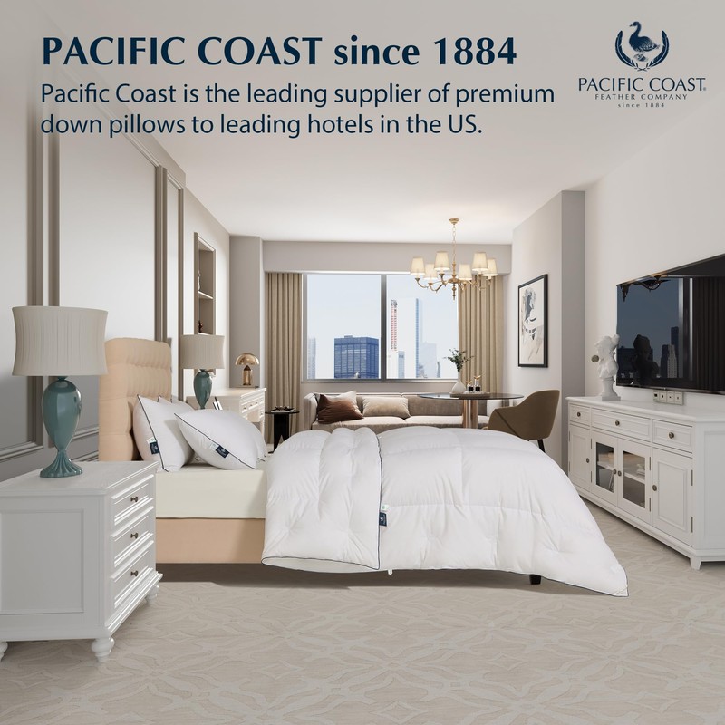 Pacific Coast Bed Pillow, Hotel Goose Feather and Down Pillow