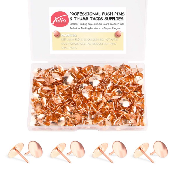 Thumb Tacks 500-count, 3/8-inch Rosegold Roundness Push Pins Office Tacks