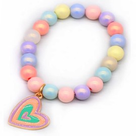 mciskin 1 Pieces Colorful Unicorn Bracelet Girls Unicorn Bracelets Rainbow Unicorn Beaded Bracelet for Birthday Party Favors Princess Pretend Play Bracelet (Macaron-Love)