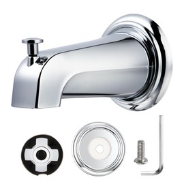 Dreyoo Tub Spout Kit Compatible with American Standard 8888026.002, Slip On Diverter Tub Spout with Metal Cover Ring and Gasket, Bathroom Bathtub Faucet Fits 1/2'' Copper Water Tube(Polished Chrome)